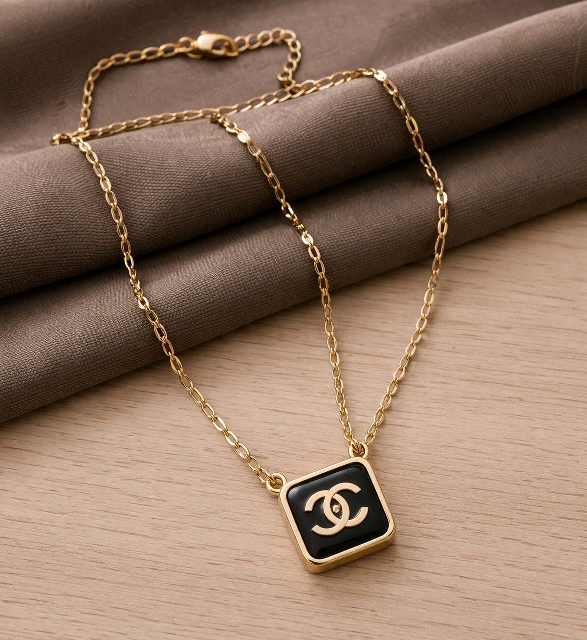 Black Square Pendant Necklace
