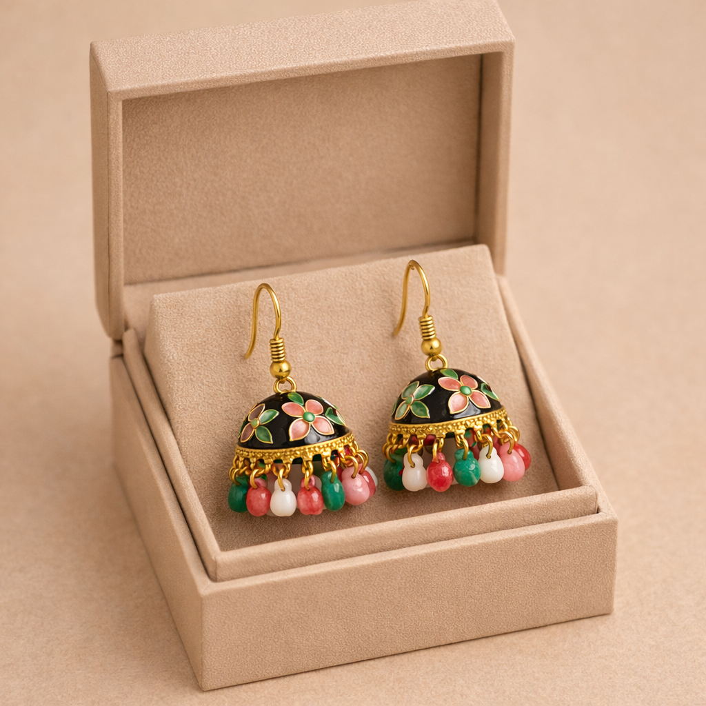 Floral Jhumka Drop Earrings