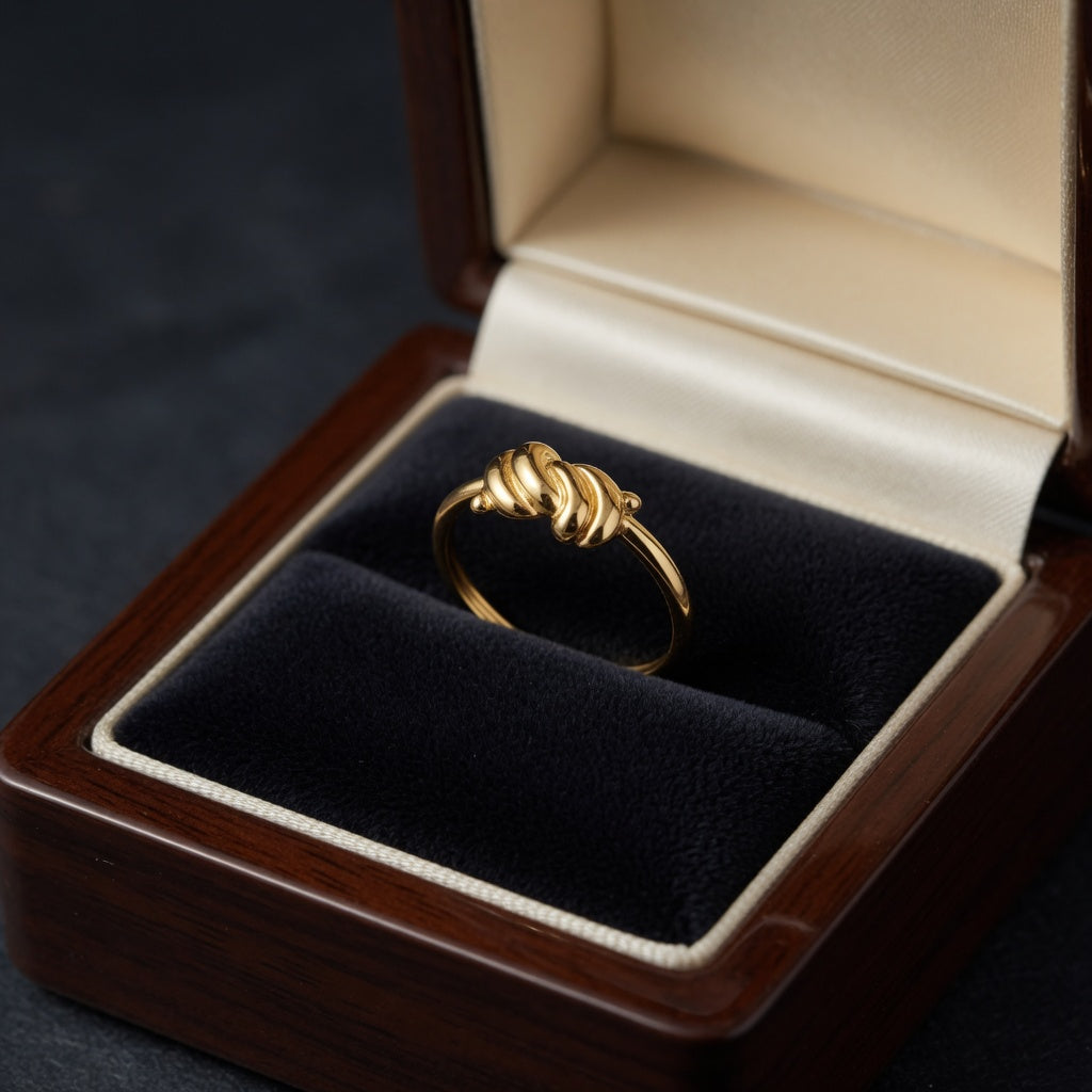 Gold Twisted Knot Open Adjustable Ring for Women | Statement Knot Ring | Braided Gold Cuff Ring