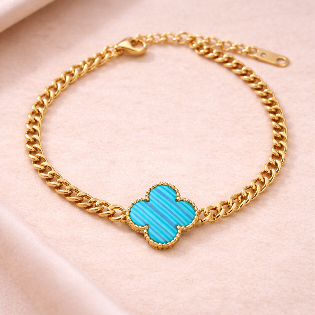 Turquoise Clover Chain Bracelet