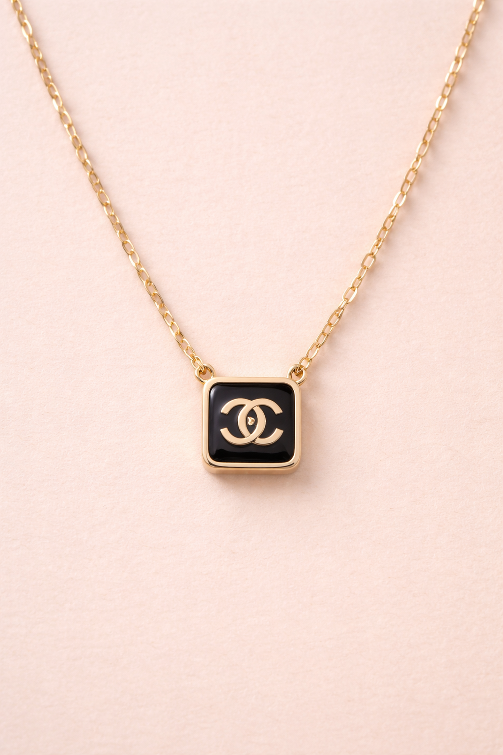 Black Square Pendant Necklace