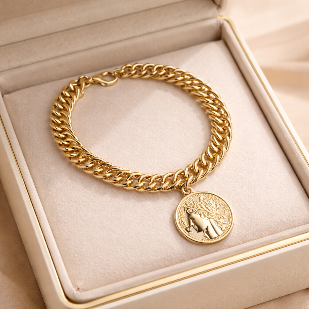 Gold Coin Charm Bracelet