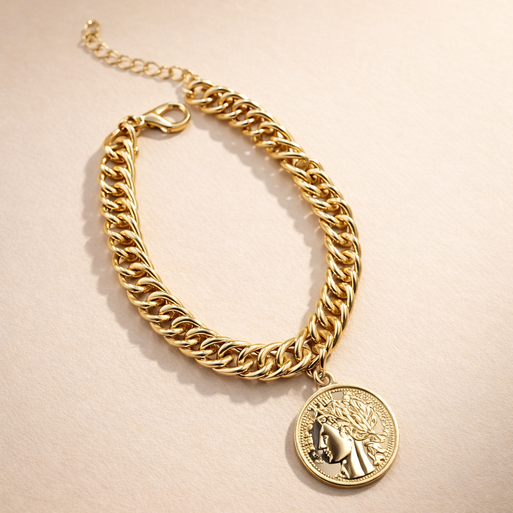 Gold Coin Charm Bracelet