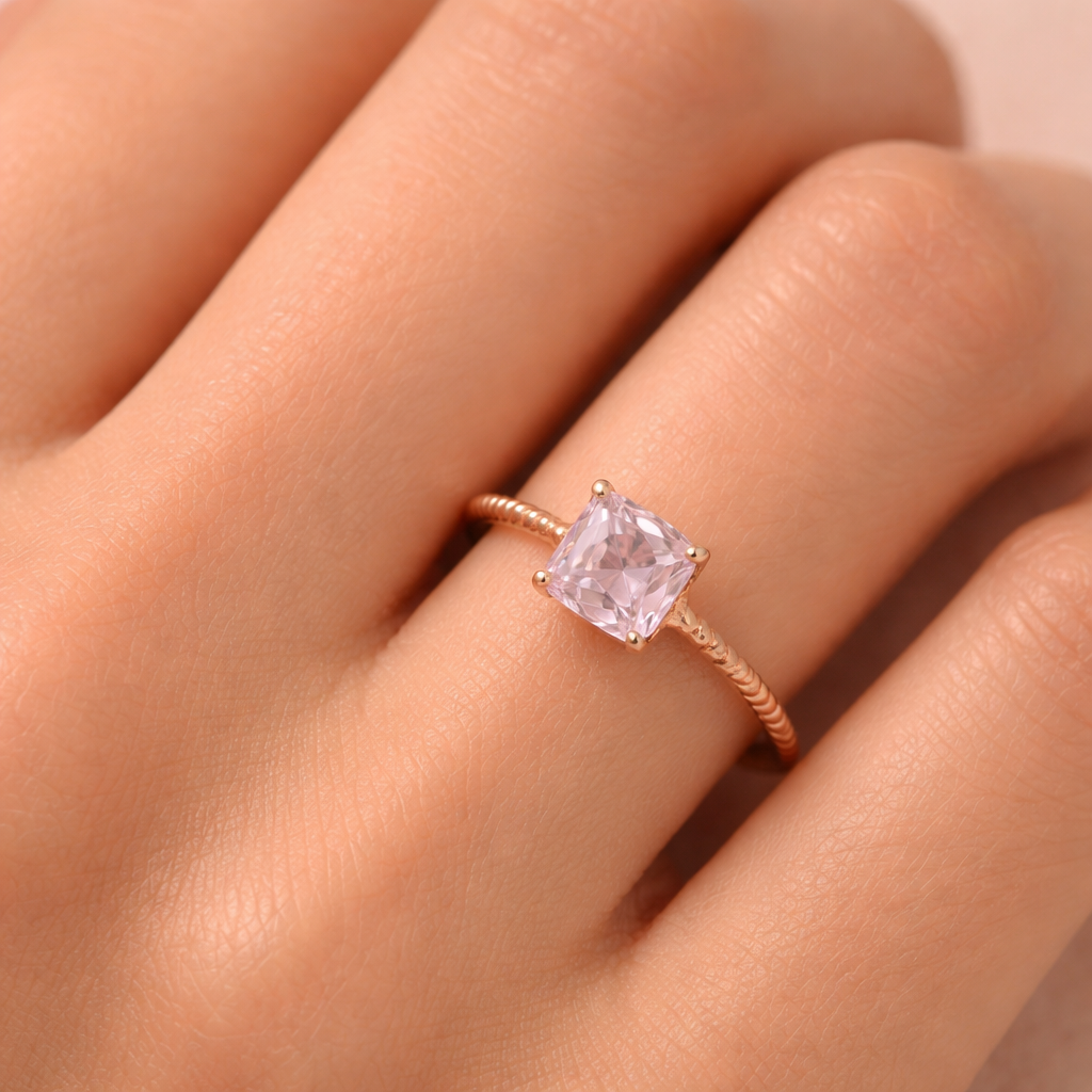 Rose Gold Pink Stone Ring