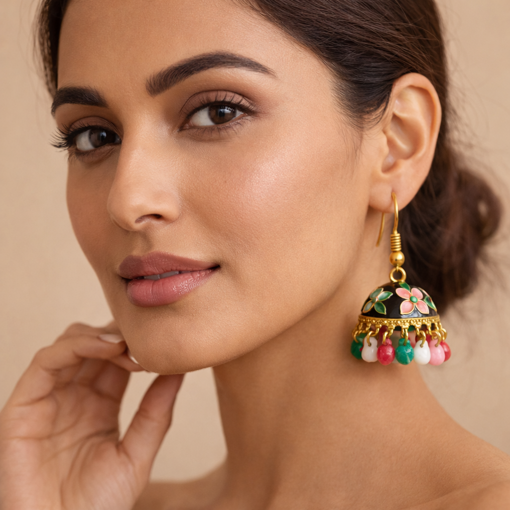 Floral Jhumka Drop Earrings