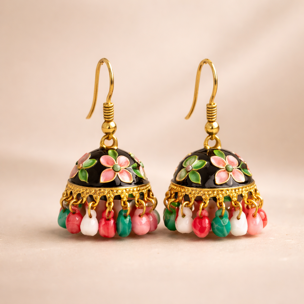 Floral Jhumka Drop Earrings